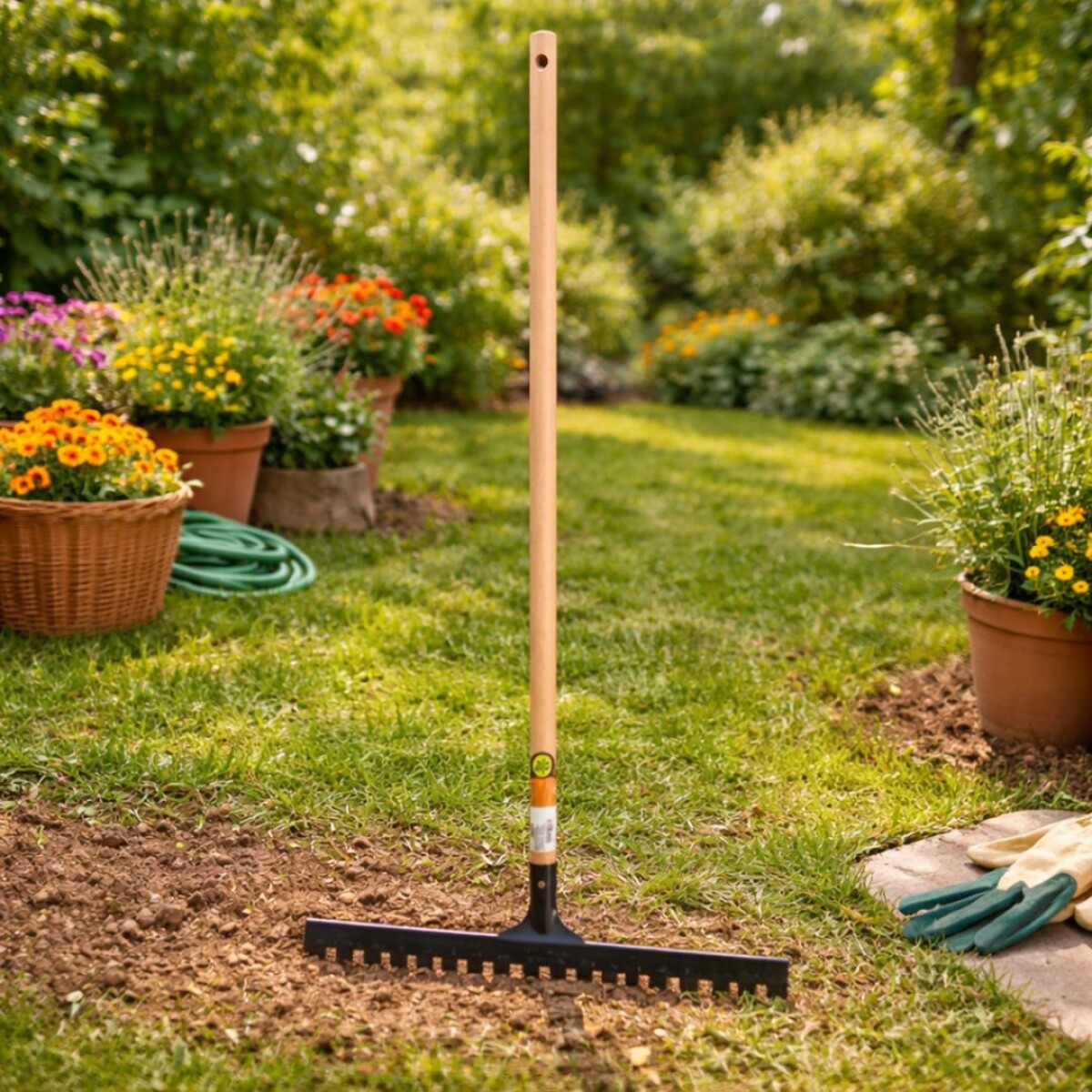 RASTRILLO 16 DIENTES C/MANGO DE MADERA TRAMONTINA 