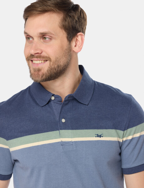 REMERA POLO RAYADA Azul