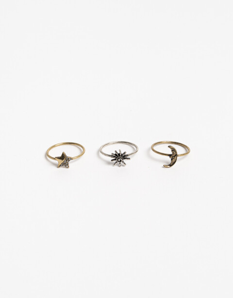 Sets Anillos Strass Sets Anillos Místicos - Plateado Antique Silver