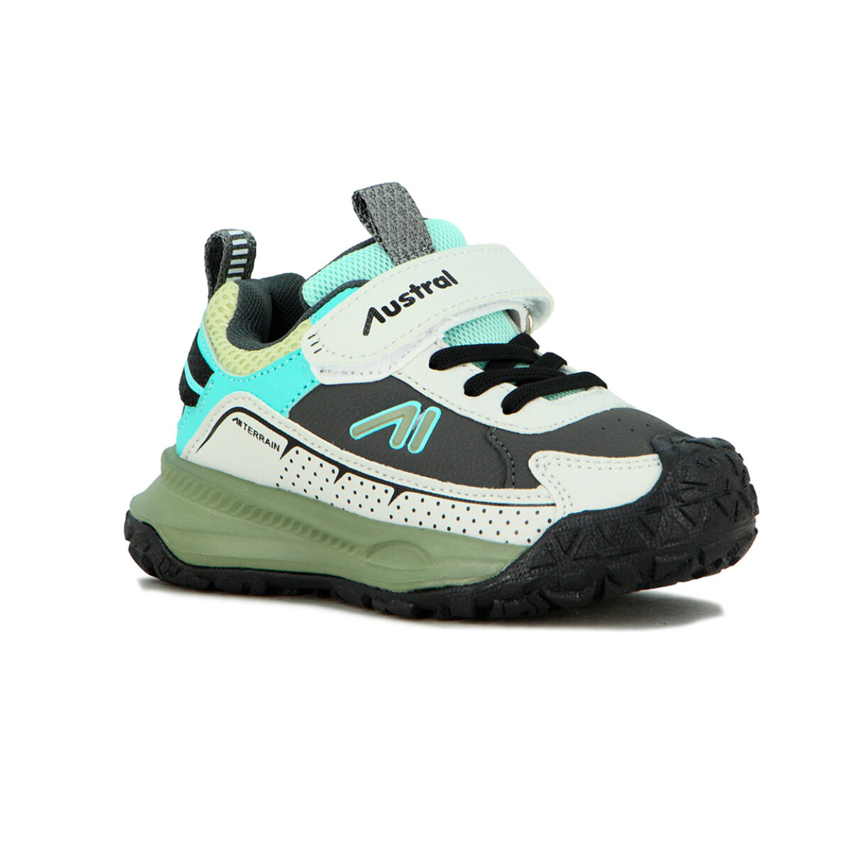 Austral Calzado Deportivo Niño C/Velcro y Elastico / Gris-Turquesa - Gris-Turquesa 