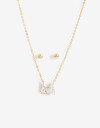 Bijouterie Set Cubic zirconia Set De Aros Pasantes Y Collar Cubic - Dorado