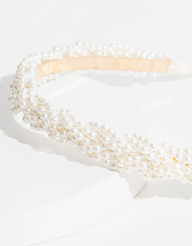 Vinchas Rígidas Perla Vincha Rígida De Perlas - Blanco Crema