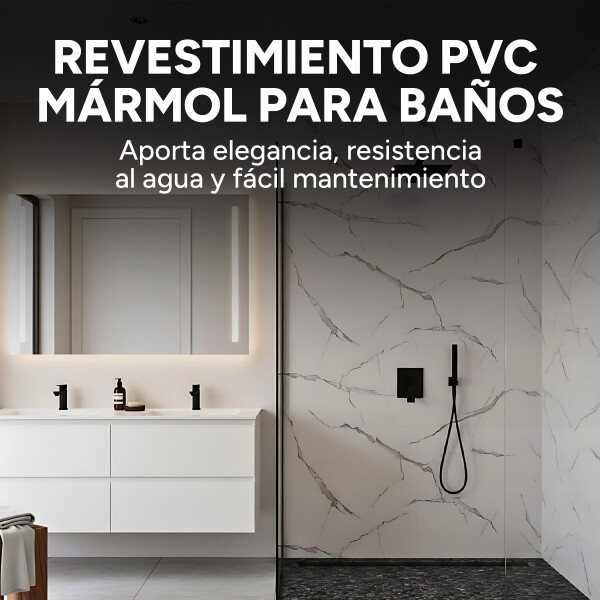 Placa PVC Símil Mármol 2,44x1,22m 3mm Pack X5 Blanco Gris Claro 1