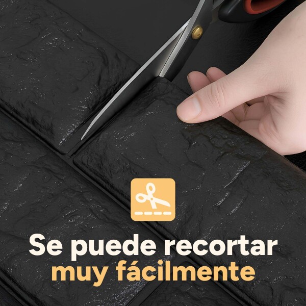 Revestimiento Pared Adhesivo 3d Piedra Ladrillo 500x70cm Diseño Negro