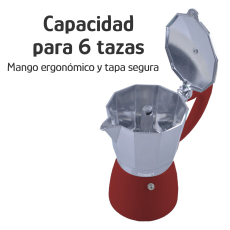 Cafetera Italiana Comet 6 Tazas Aluminio Mango Ergonómico Bordó