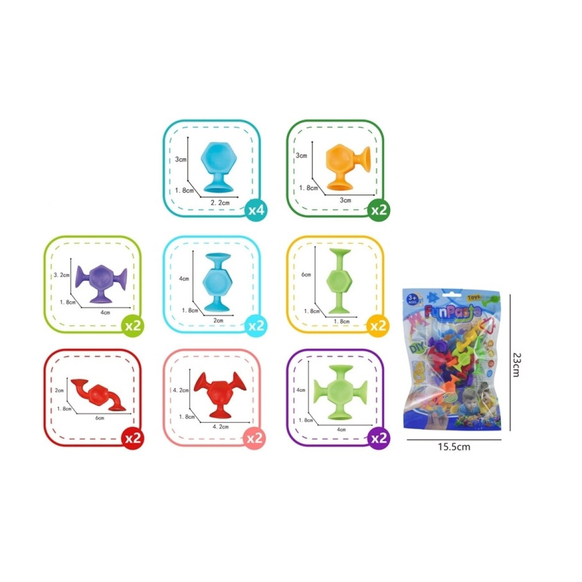 Juego Didactico Ventosa Hexagonos 18 pcs 
