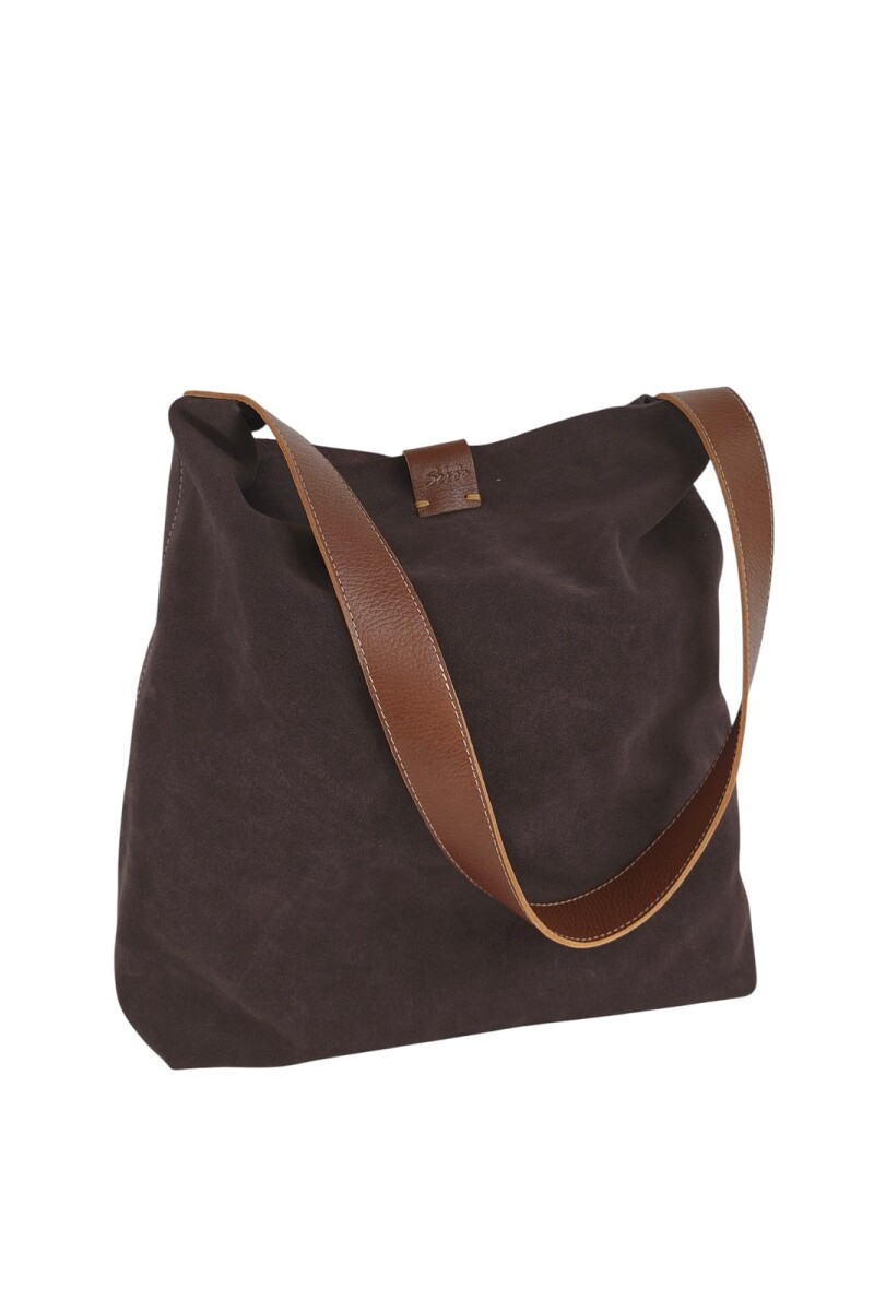 Tote bag de cuero con gamuza Chocolate