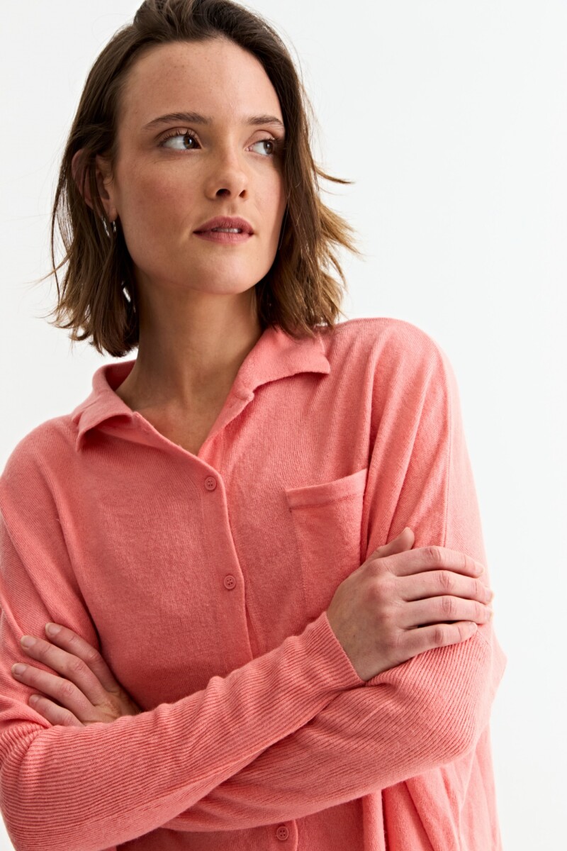 Cardigan con bolsillos - Rosado 