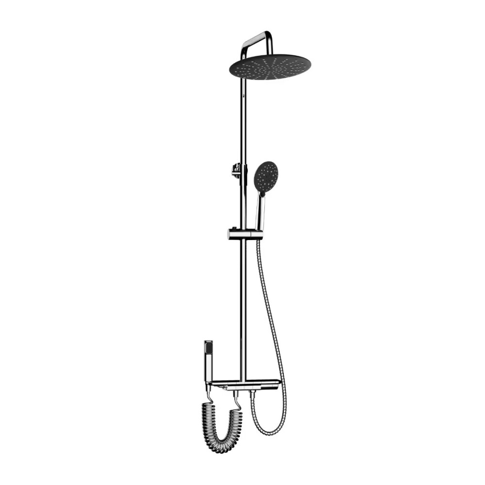 Barral de ducha cromado con botones y ducha higiénica GC Barral De Ducha Cromado Con Botones Y Ducha Higiénica Gc