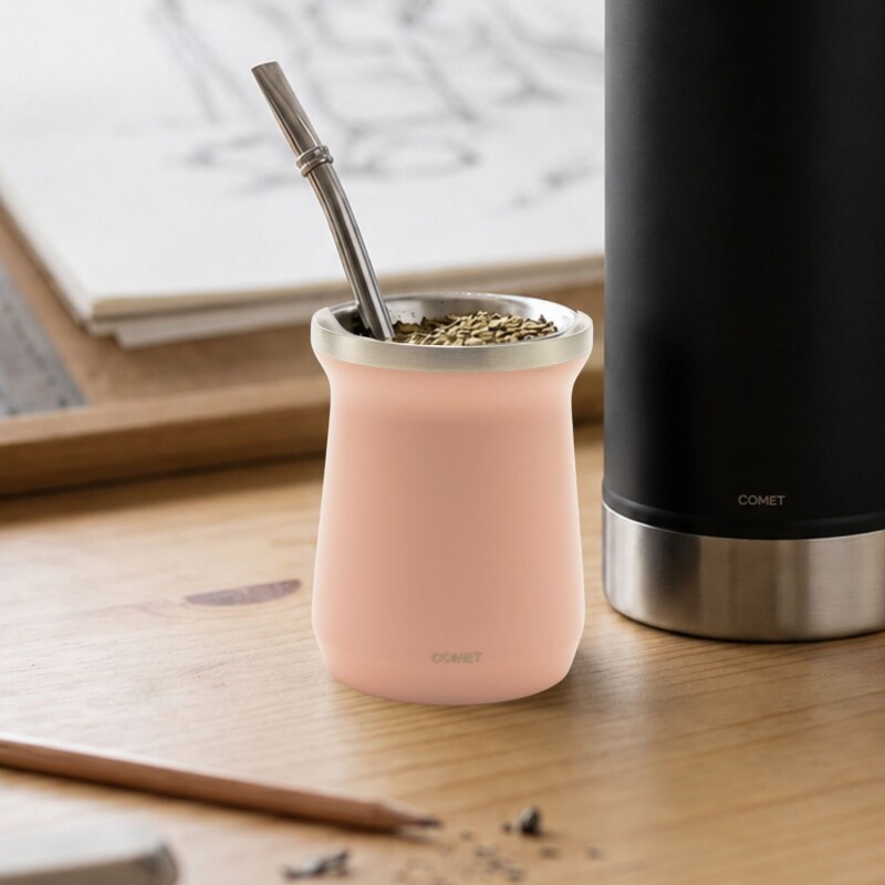 Mate Comet Amalfi 160 ml Acero Inoxidable Rosado