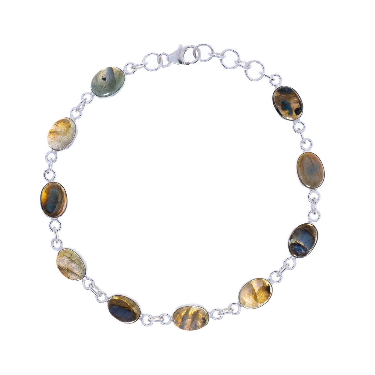 Pulsera de plata 925 con Labradorita. 