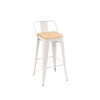 Taburete con respaldo Tolix en metal con asiento de madera Blanco