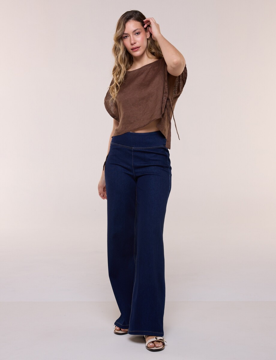Jegging Estilo Palazzo Con Cintura Elástica - Jean Oscuro 