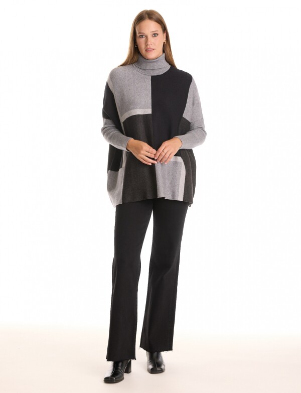 Polera Poncho Oversize NEGRO/GRIS