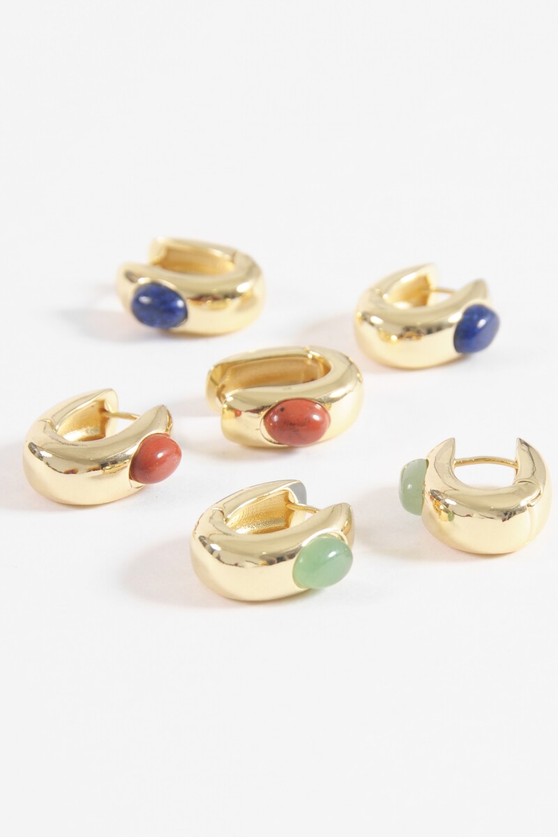 Set aros detalle piedra dorado