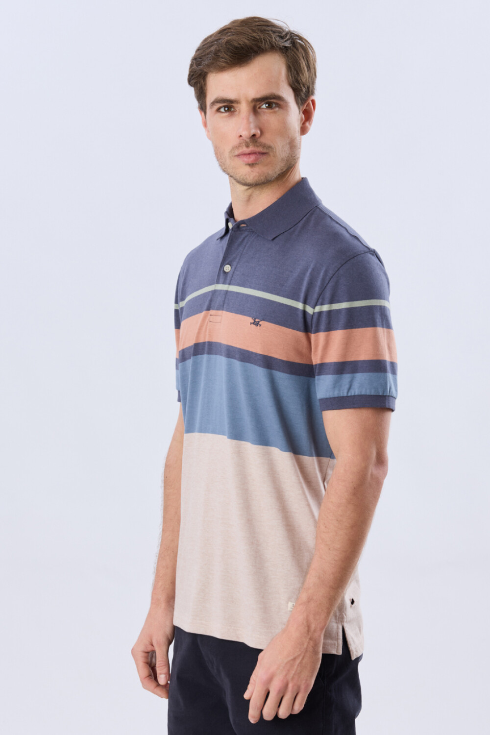 REMERA POLO RAYADA JERSEY Azul
