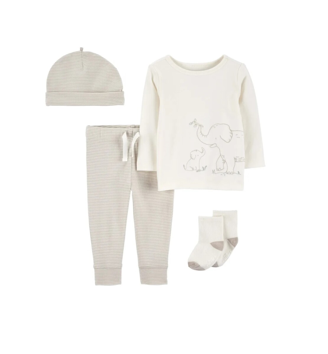 Conjunto Carters 4 piezas Gorro Medias RN - Elefante 