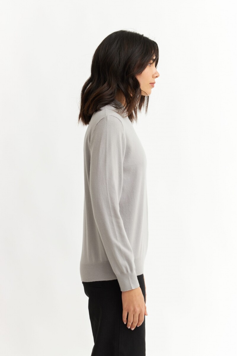 Sweater media polera con puños GRIS