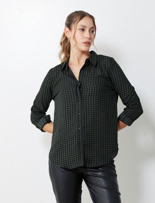 Camisa Crepe Printed NEGRO/VERDE