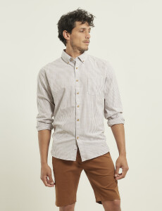 012503 CAMISA HARRINGTON LABEL Kaki / Blanco