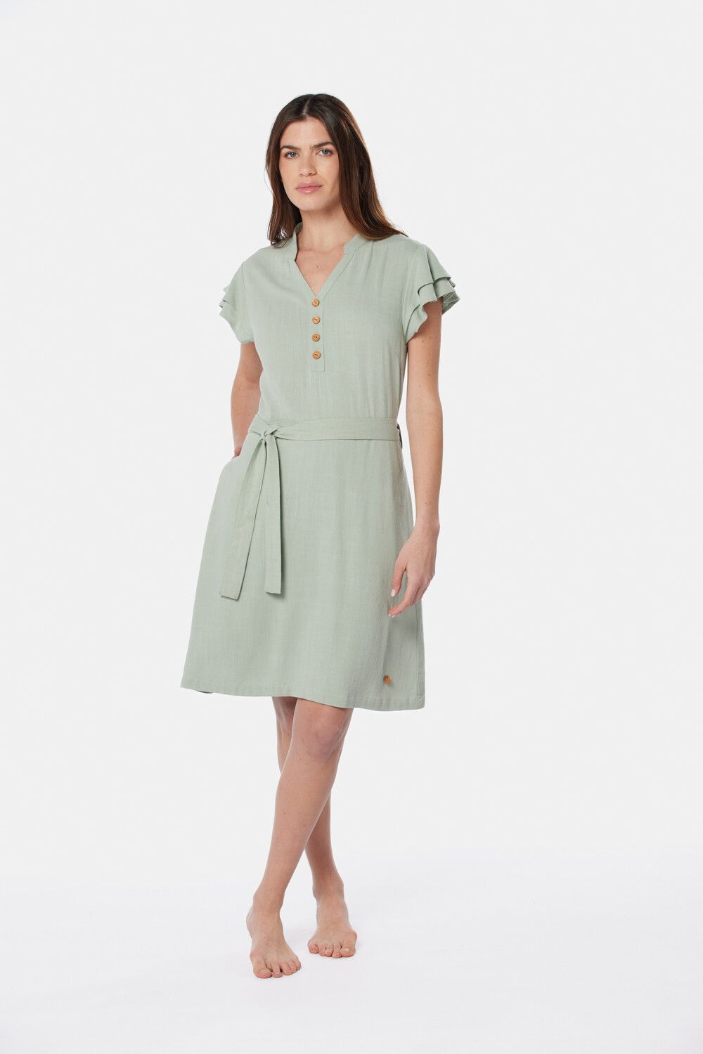 VESTIDO DE LINO Verde