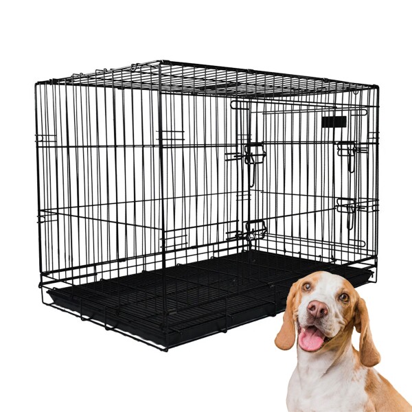 Canil Jaula Corral Perro Mascota Lili 90 cm Grande De Metal Variante Color Negro