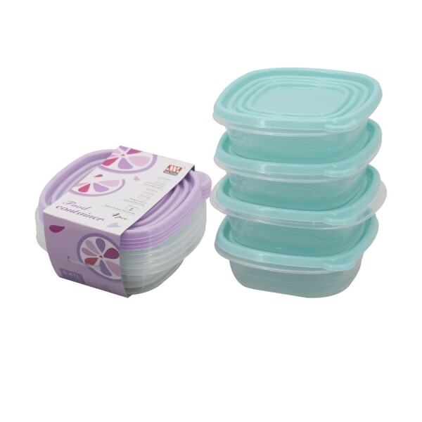 Set viandas plásticas cuadradas 670 ml x4 Set viandas plásticas cuadradas 670 ml x4