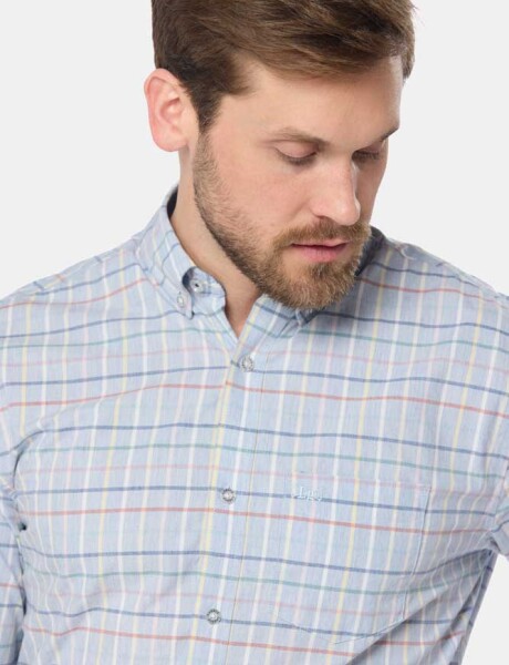 CAMISA A CUADROS Celeste