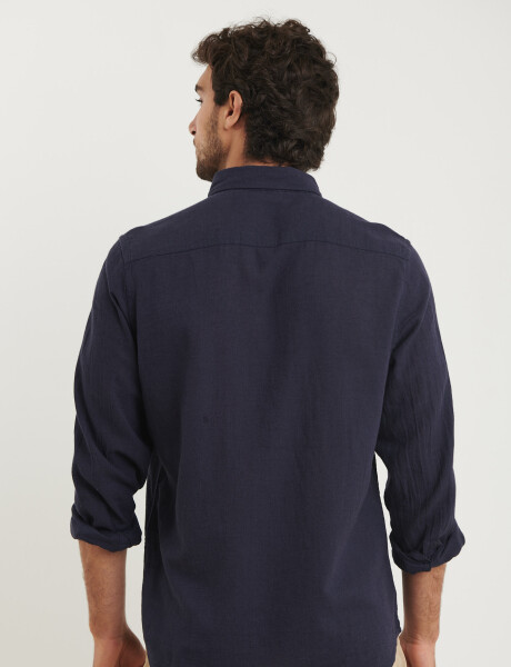 011665 CAMISA DE LINO HARRINGTON LABEL Azul