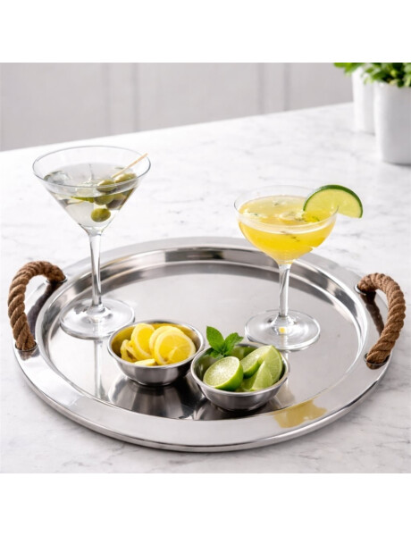 BANDEJA REDONDA ACERO C/ASAS CUERDA D35CM BANDEJA REDONDA ACERO C/ASAS CUERDA D35CM