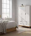 Ropero 3 Puertas 4 Cajones Li­nea Niordica Roble/Blanco
