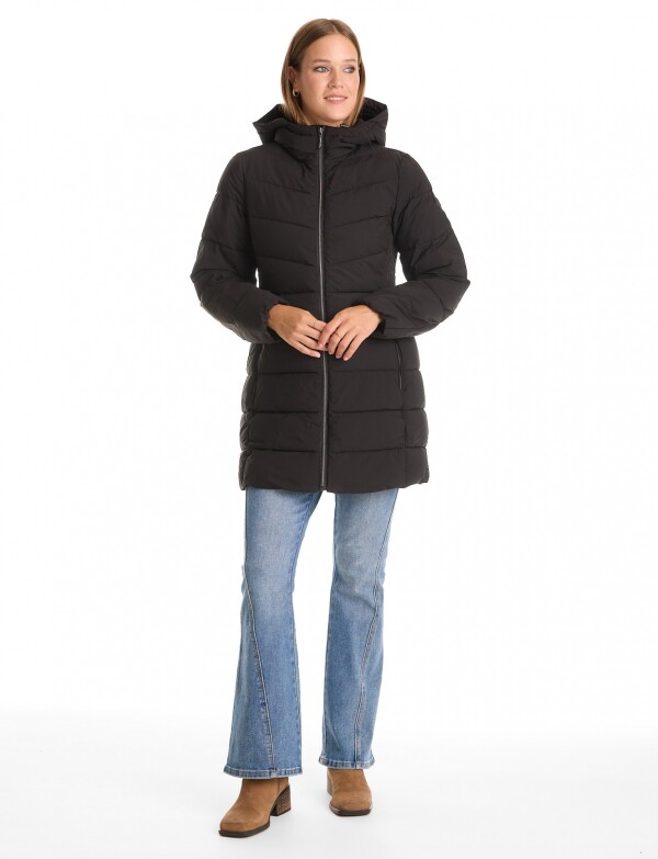 Campera Puffer Capucha NEGRO