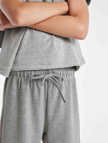 PANTALONES DE PIERNA ANCHA A RAYAS GRIS