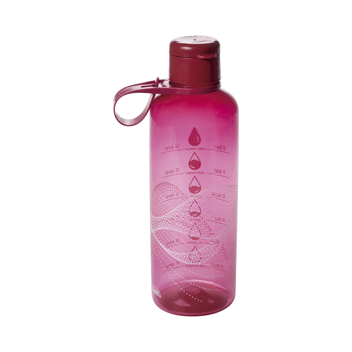 Botella Plástica Fitness Con Marcador Agua 970 ml - ROSA 