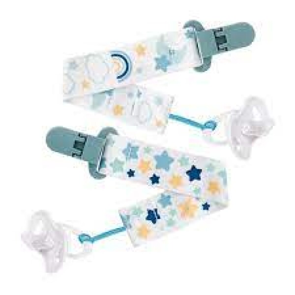 Set x2 clip para chupete BUBA estrella celeste