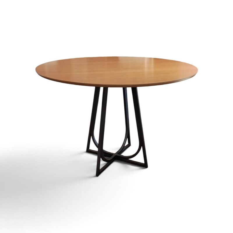 MESA COMEDOR REDONDA - TAPA MADERA CLARA - PIE EN METAL COLOR GRAFITO MESA COMEDOR REDONDA - TAPA MADERA CLARA - PIE EN METAL COLOR GRAFITO