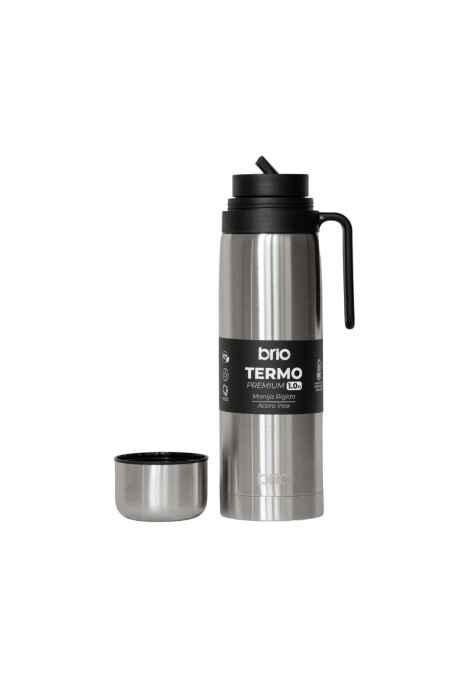 Termo brio premium 1 litro con pico cebador en acero inox Silver