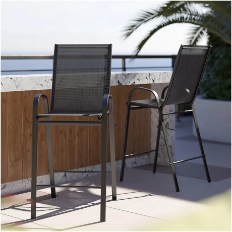 TABURETE SC-092H Banqueta Taburete De Jardín RUSTICO SC-092H De Textilina - Negro