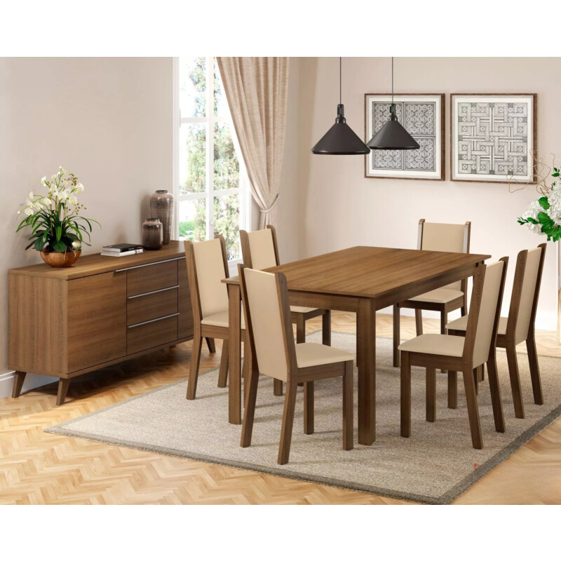 Juego de Comedor Jaine 6 Sillas Marrón