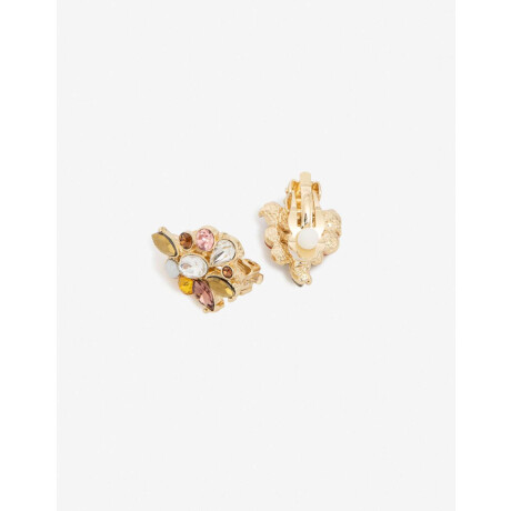 Aros Clips Piedras Dorado