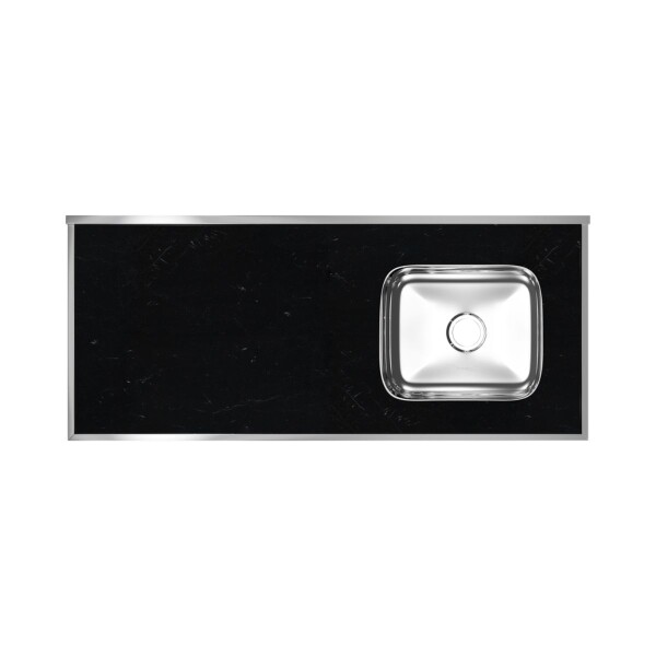 Mesada Laminada Negra 1,20 m con Pileta Simple Derecha Mesada Laminada Negra 1,20 M Con Pileta Simple Derecha