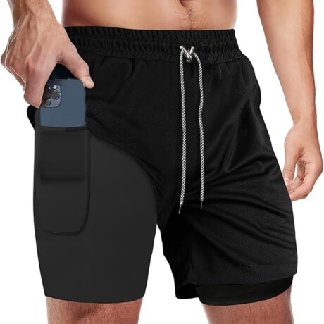 Short deportivo Running con calza Negro