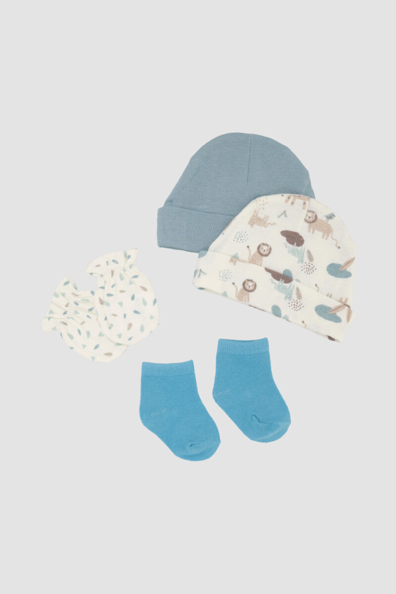 Pack gorro+medias+guantes leopardo - Nature green 