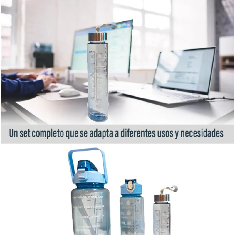 Set 3 Botellas Caramañola Deportivas Motivacionales Set 3 Botellas Caramañola Deportivas Motivacionales