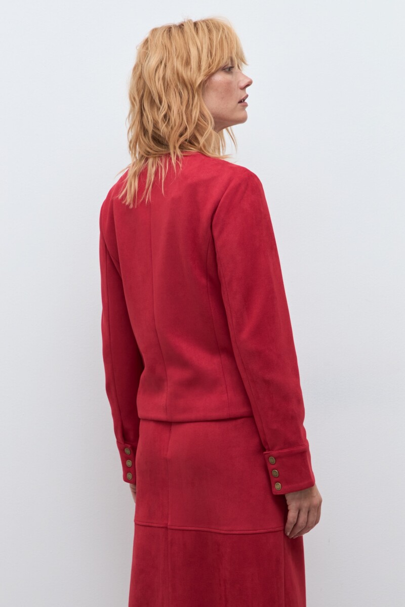 Chaqueta simil gamuza botones metálicos rojo
