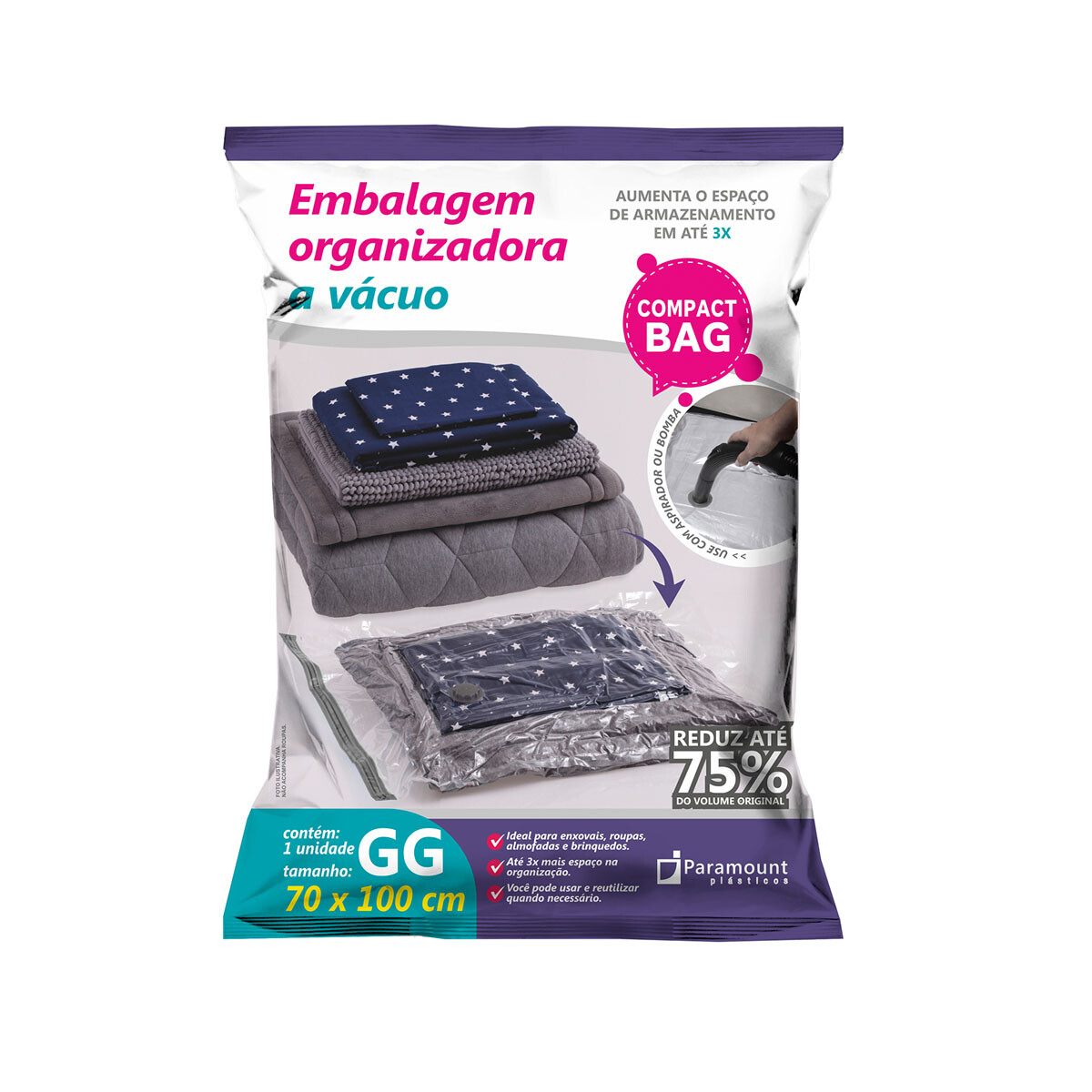 BOLSA VACIO PARA ROPA GG 70X100CM 