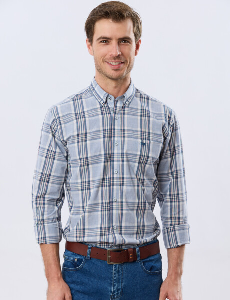 CAMISA CUADROS Celeste