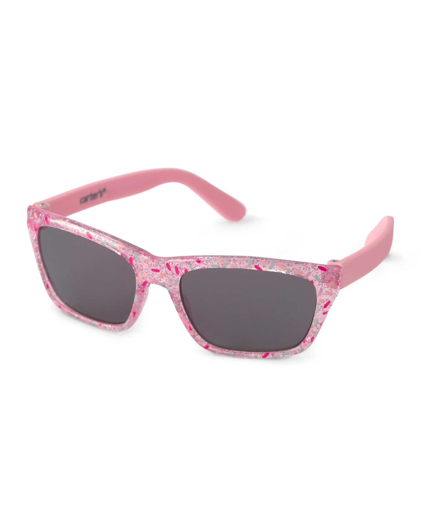 Lentes de sol, protección 100% UVA-UVB, rosados con brillo. Talle 12/24M Sin color