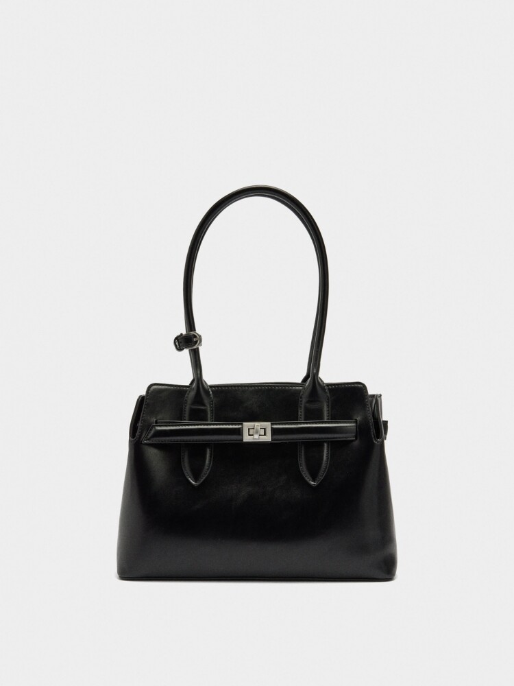 Bolso Tote Con Cinturón negro