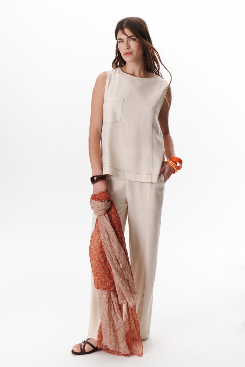 PANTALON LINO POCKET BEIGE
